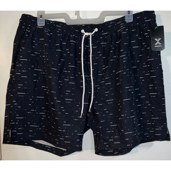 Xersion Men's XXL Black & White Drawstring Swim Shorts MSRP$48 - Picture 1 of 3